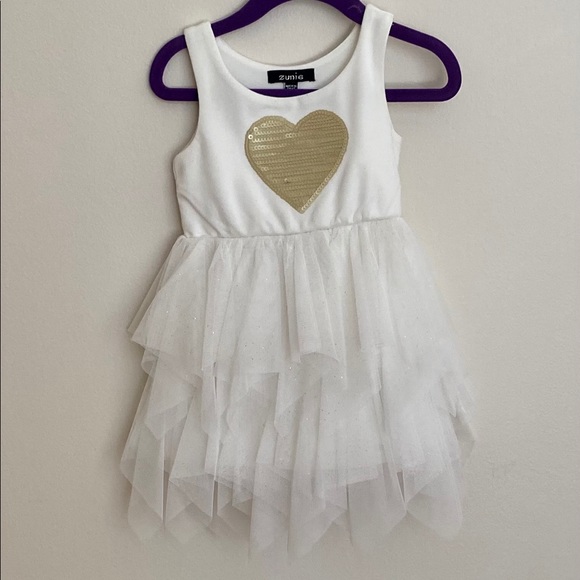 Zunie | gold sequin heart dress with sparkly tutu - Picture 1 of 3